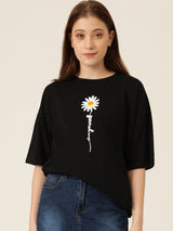 Kotty Graphic Printed Drop-Shoulder Sleeves Oversized T-shirt