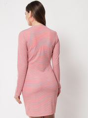 Kotty Red & White Striped Bodycon Midi Dress