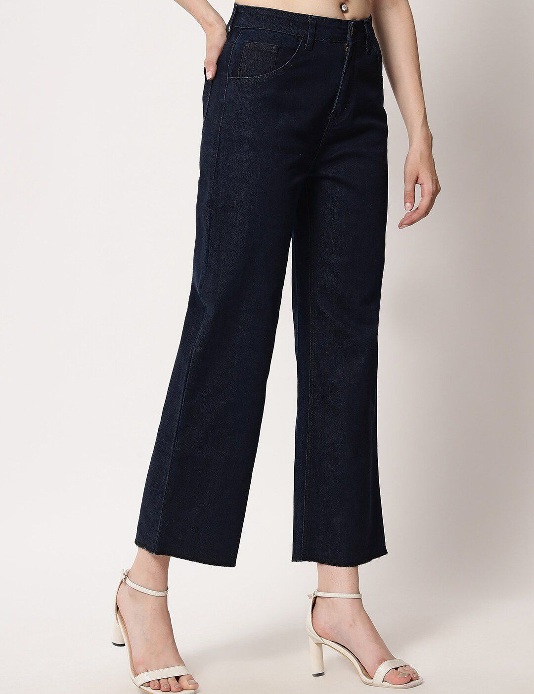 Kotty Women Navy Blue Jean Straight Fit Stretchable Jeans