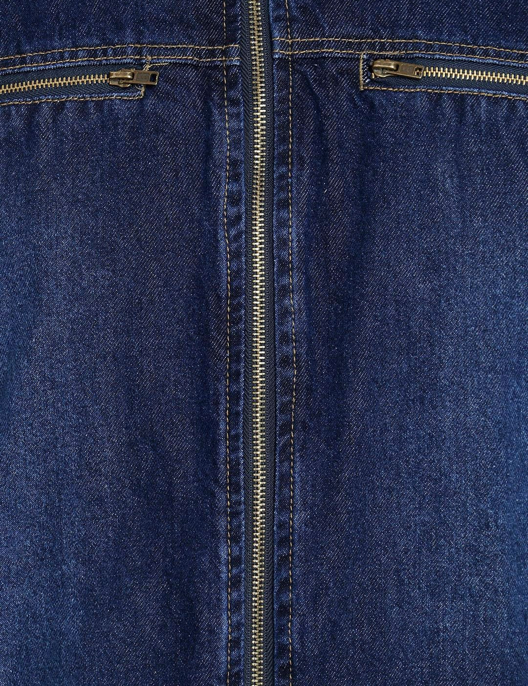 Kotty Men Navy Blue Solid Denim Jacket