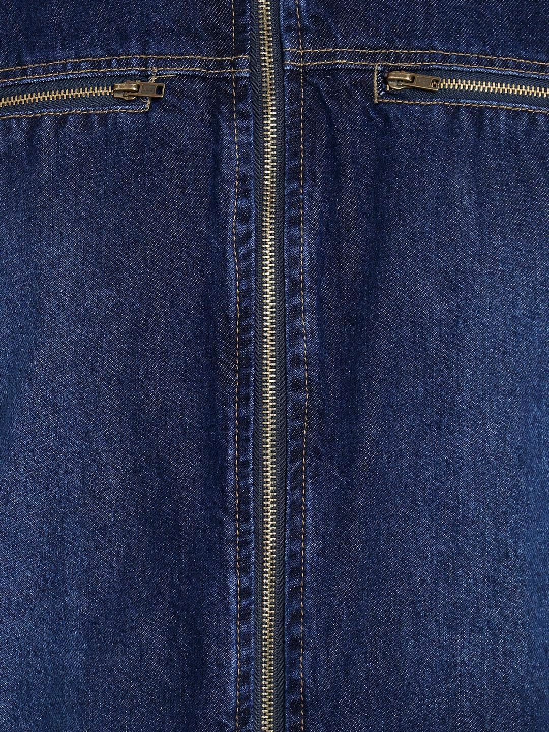 Kotty Men Navy Blue Solid Denim Jacket