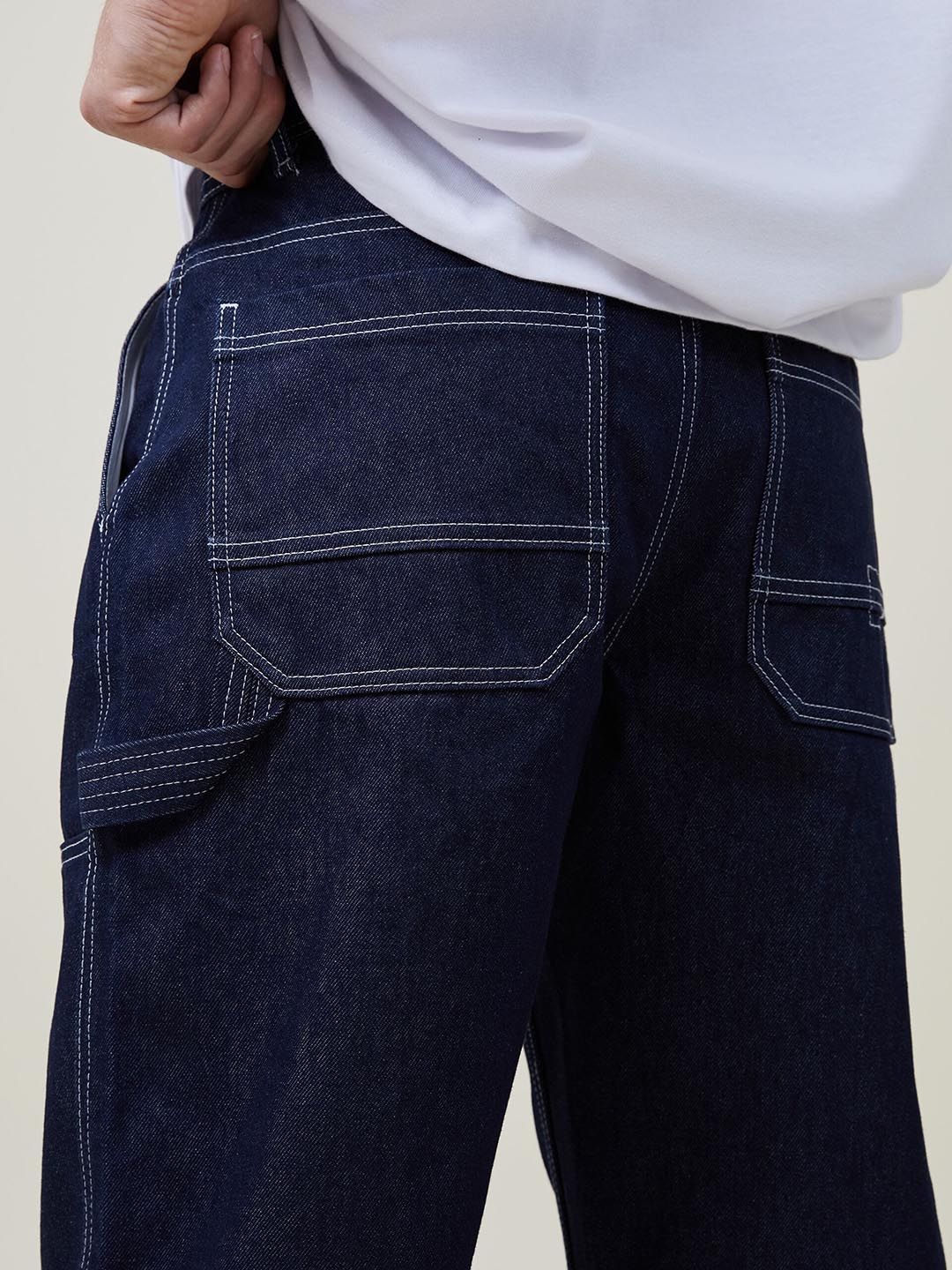 Kotty Men Jean Low-Rise Clean Look Stretchable Cargo Jeans