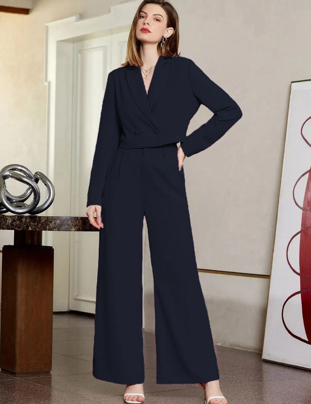 KOTTY BIZwear Crop Blazer With Trouser Co-Ords