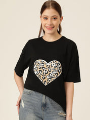 KOTTY Basics Graphic Printed Drop-Shoulder Sleeves Oversized T-shirt