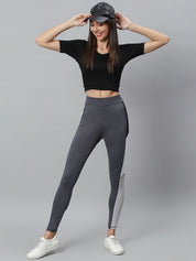 Kotty Women Grey & Black Colourblocked Tights