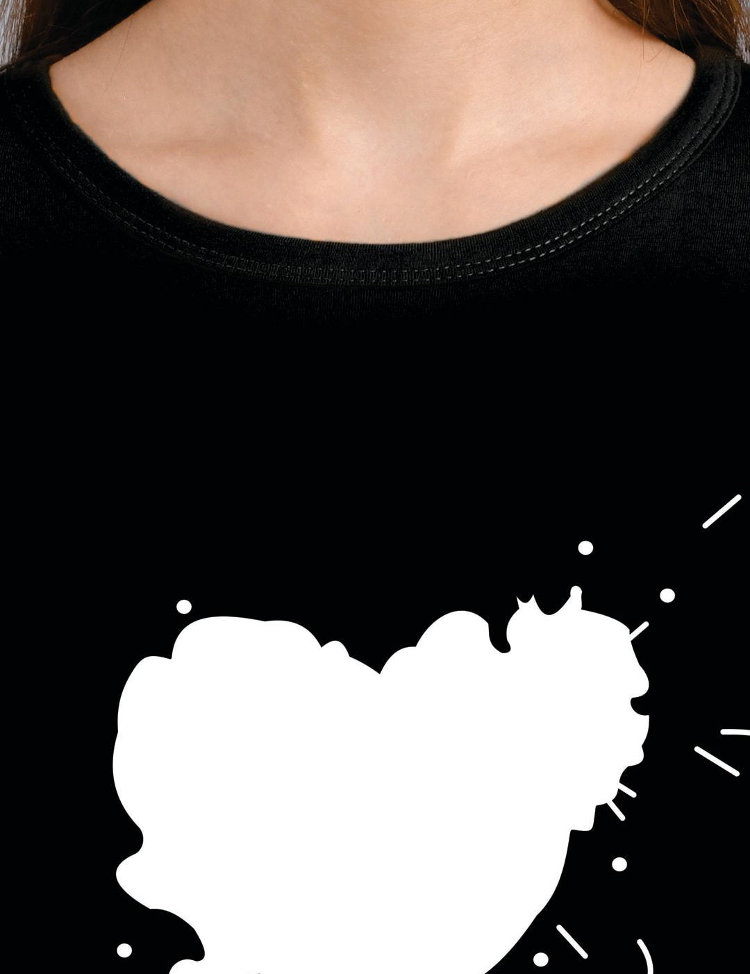 Kotty Women Black Printed Round Neck T-shirt