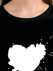 Kotty Women Black Printed Round Neck T-shirt