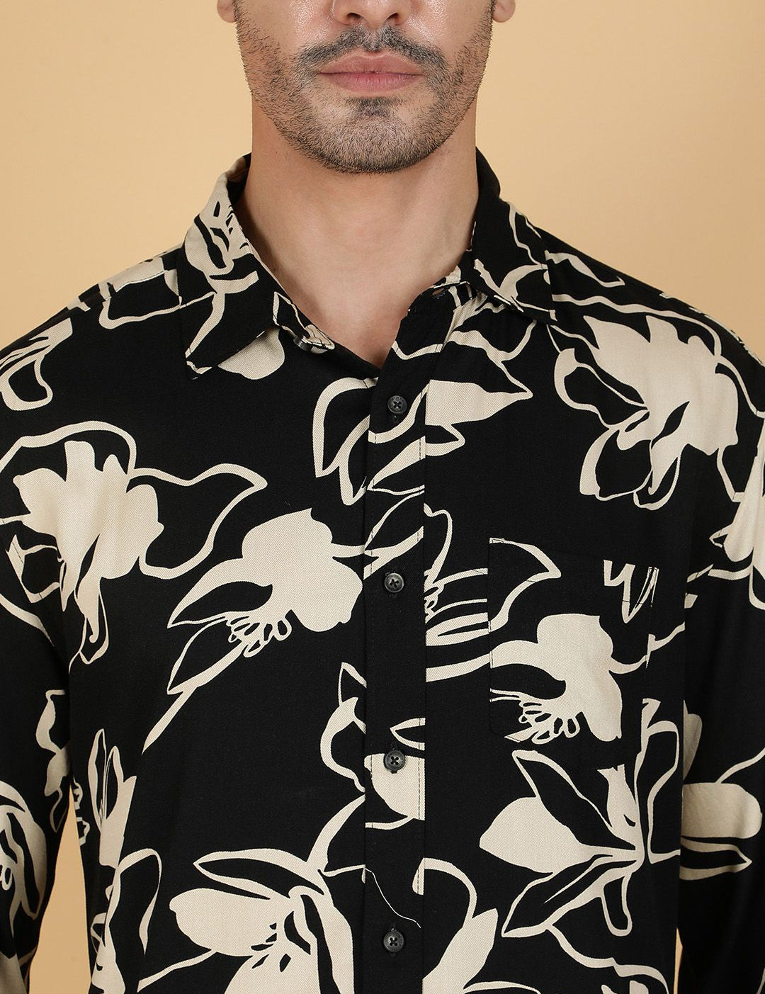 Kotty Men Relaxed Spread Collar Graphic Printed Cotton Casual Shirt