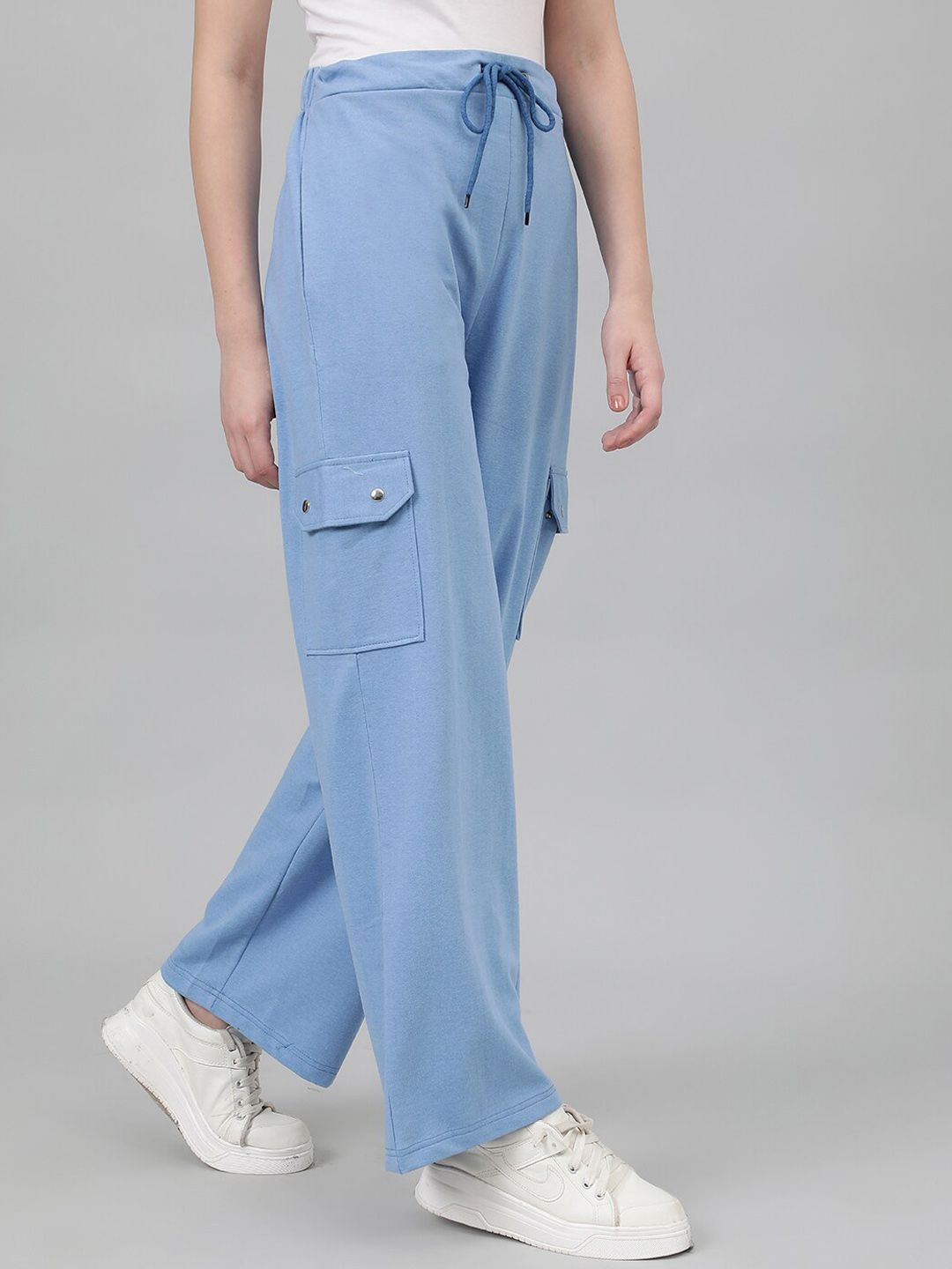 Kotty Women Blue Mid-Rise Straight-Fit Track Pants