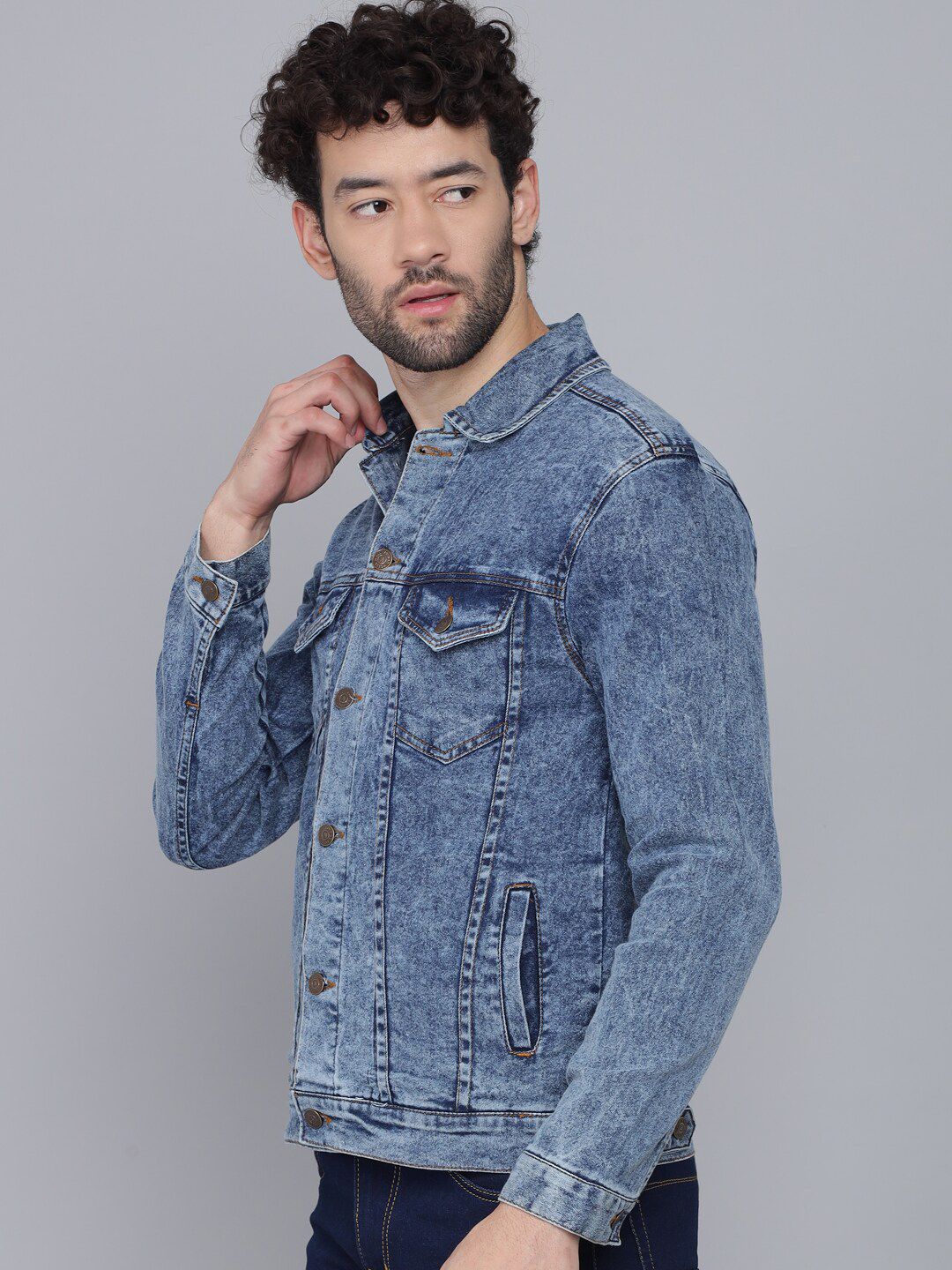 Kotty Men Blue Washed Lightweight Denim Jacket