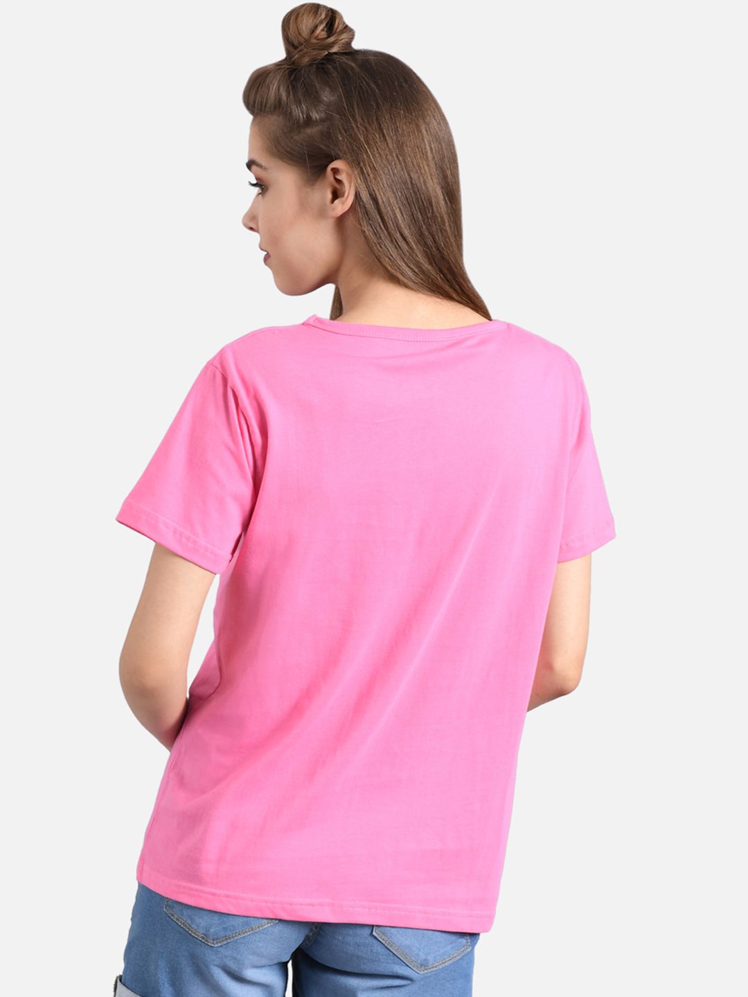 Kotty Women Pink Printed Round Neck T-shirt