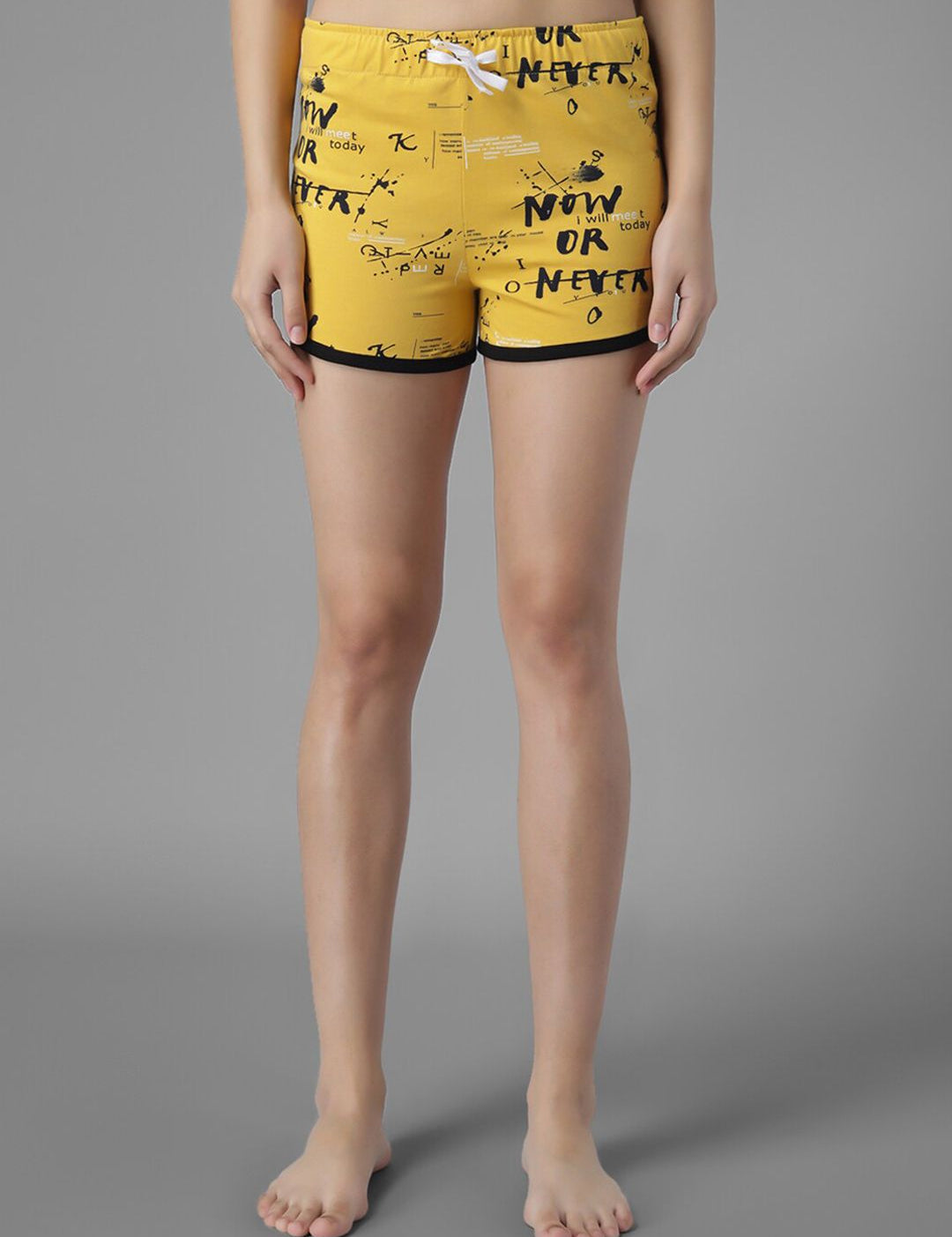 Kotty Women Yellow & Black Printed Night Suit