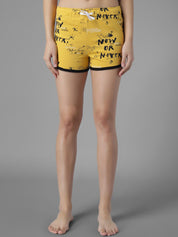 Kotty Women Yellow & Black Printed Night Suit