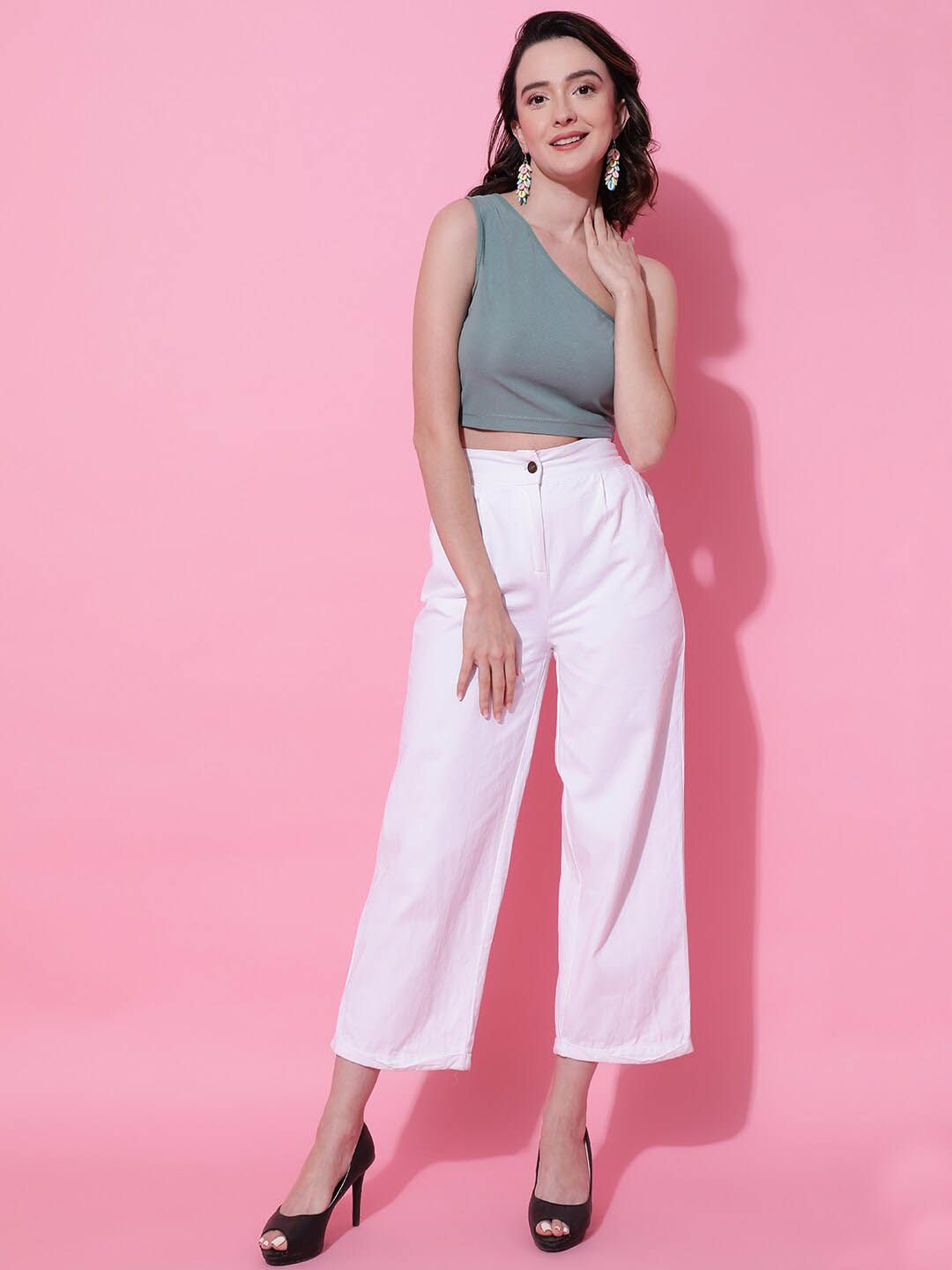 KOTTY Basics One Shoulder Fitted Crop Top