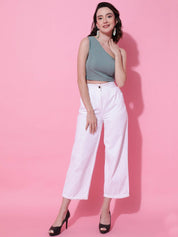 KOTTY Basics One Shoulder Fitted Crop Top