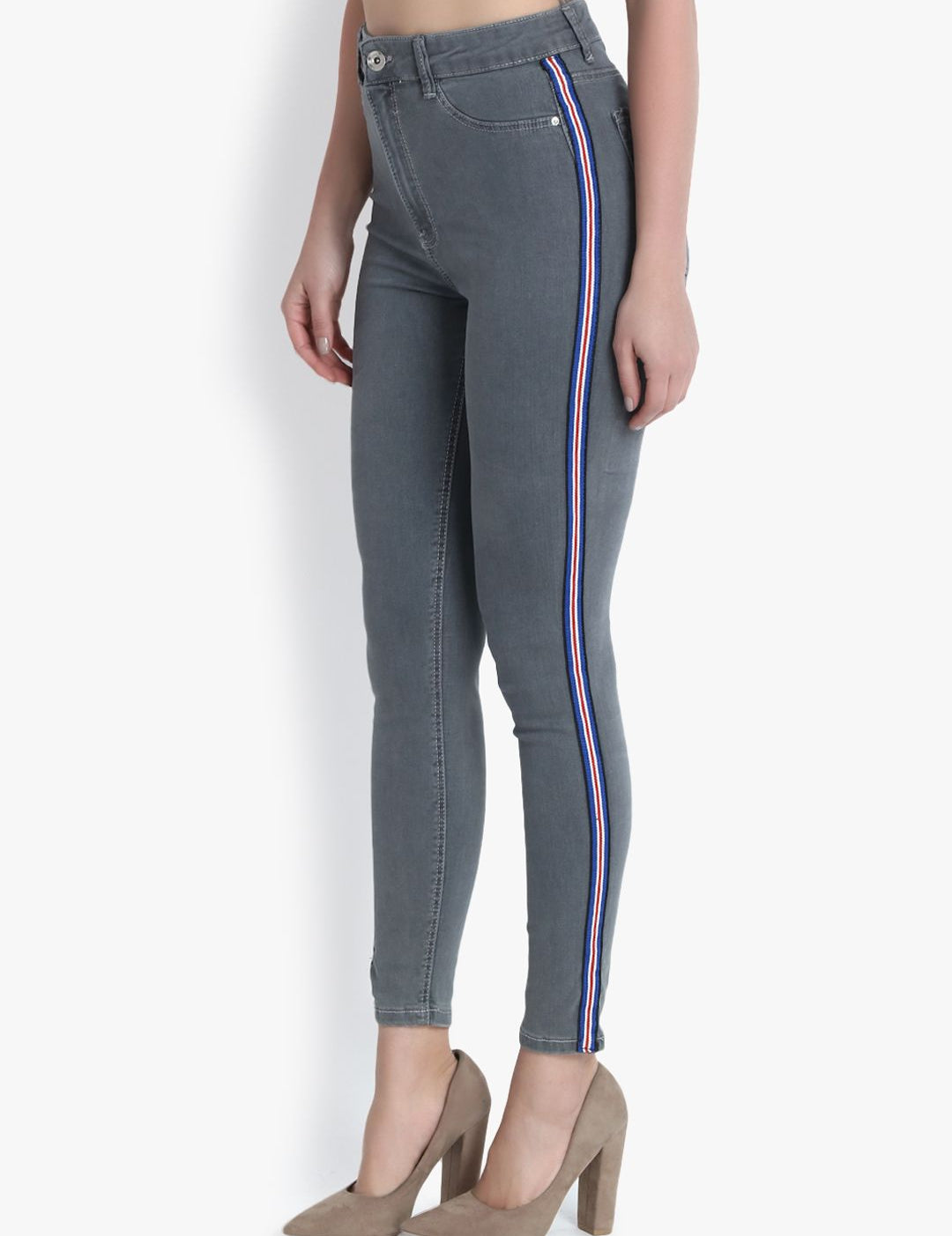 Kotty Women Grey Skinny Fit High-Rise Clean Look Stretchable Jeans