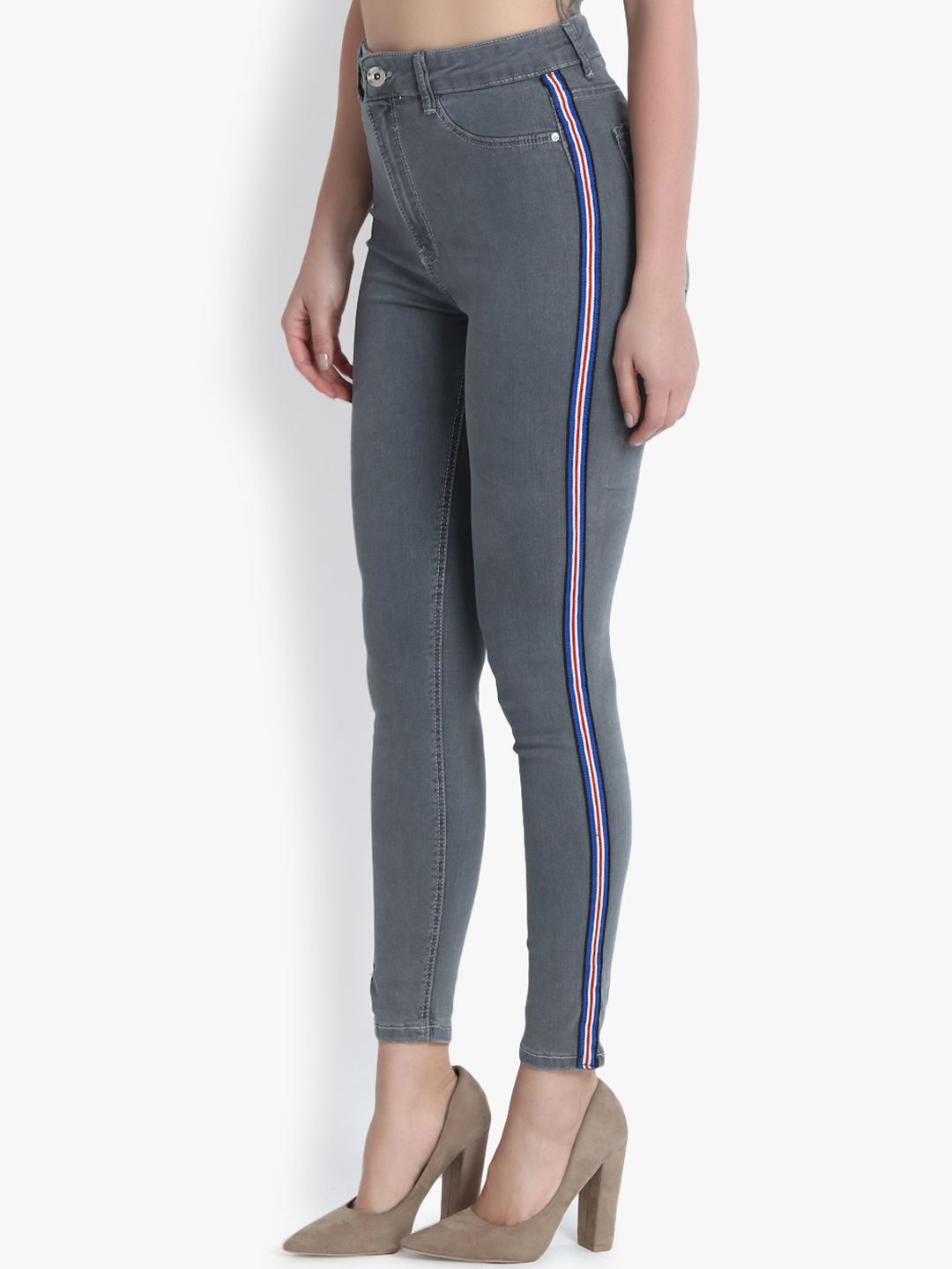 Kotty Women Grey Skinny Fit High-Rise Clean Look Stretchable Jeans