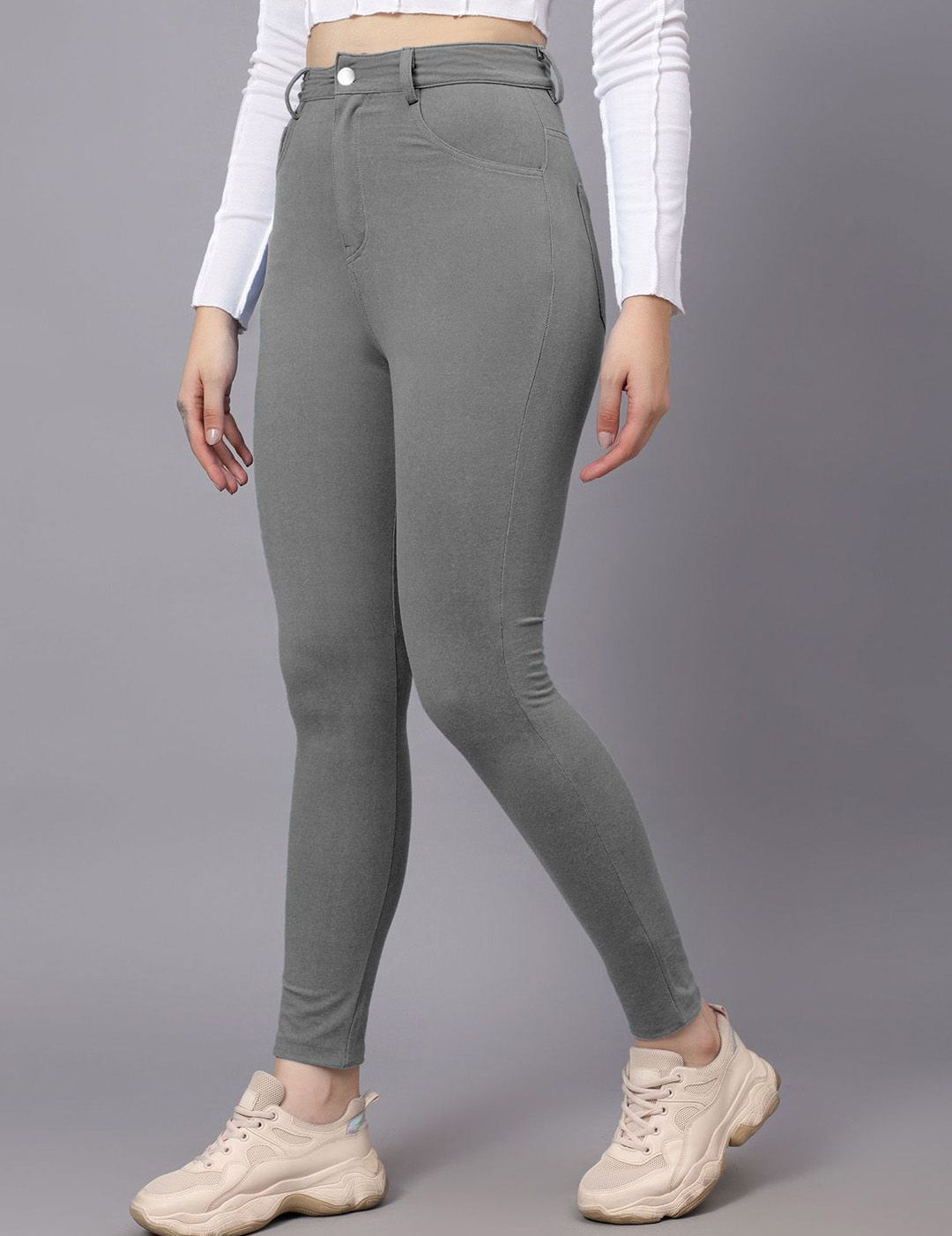 KOTTY Basics Women Skinny Fit High-Rise Mildly Distressed Stretchable Jeans