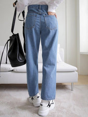 Kotty Women Jean Straight Fit High-Rise Light Fade Stretchable Clean Look Cotton Jeans