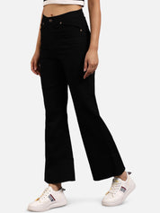Kotty Women Black Flared High-Rise Clean Look Bootcut Jeans