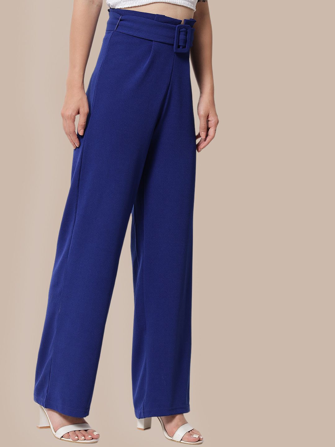 Kotty Women Pack Of 2 Relaxed High-Rise Straight Fit Easy Wash Pleated Trousers