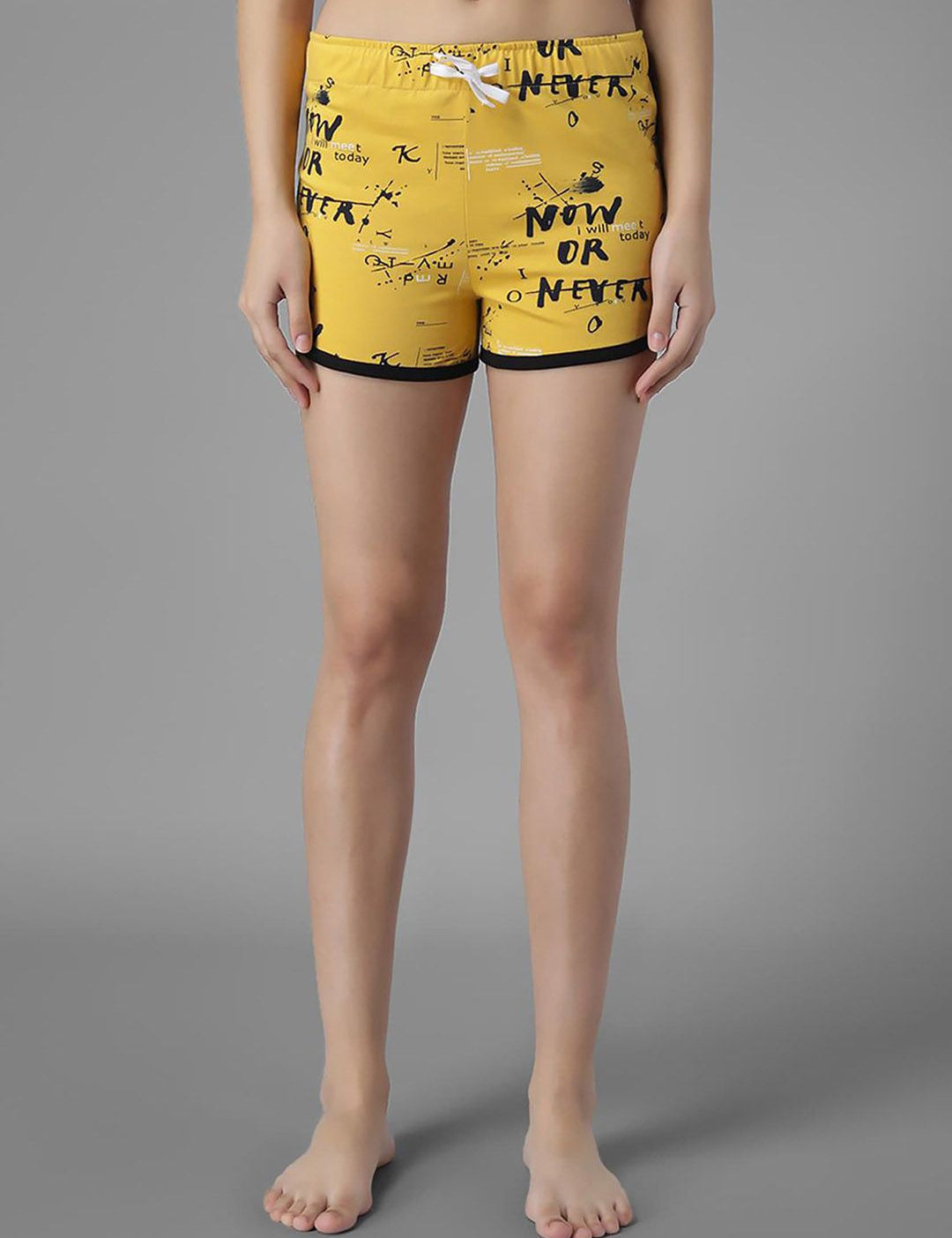 Kotty  Women Typography Printed Regular Fit Low-Rise Hot Pants Shorts