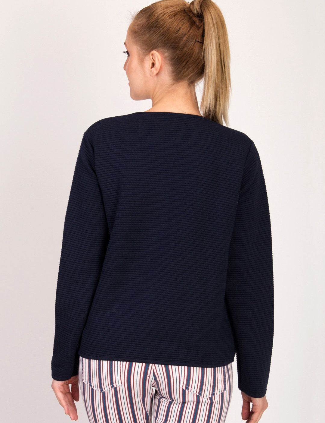 Kotty Women Blue Self Design Open Front Jacket