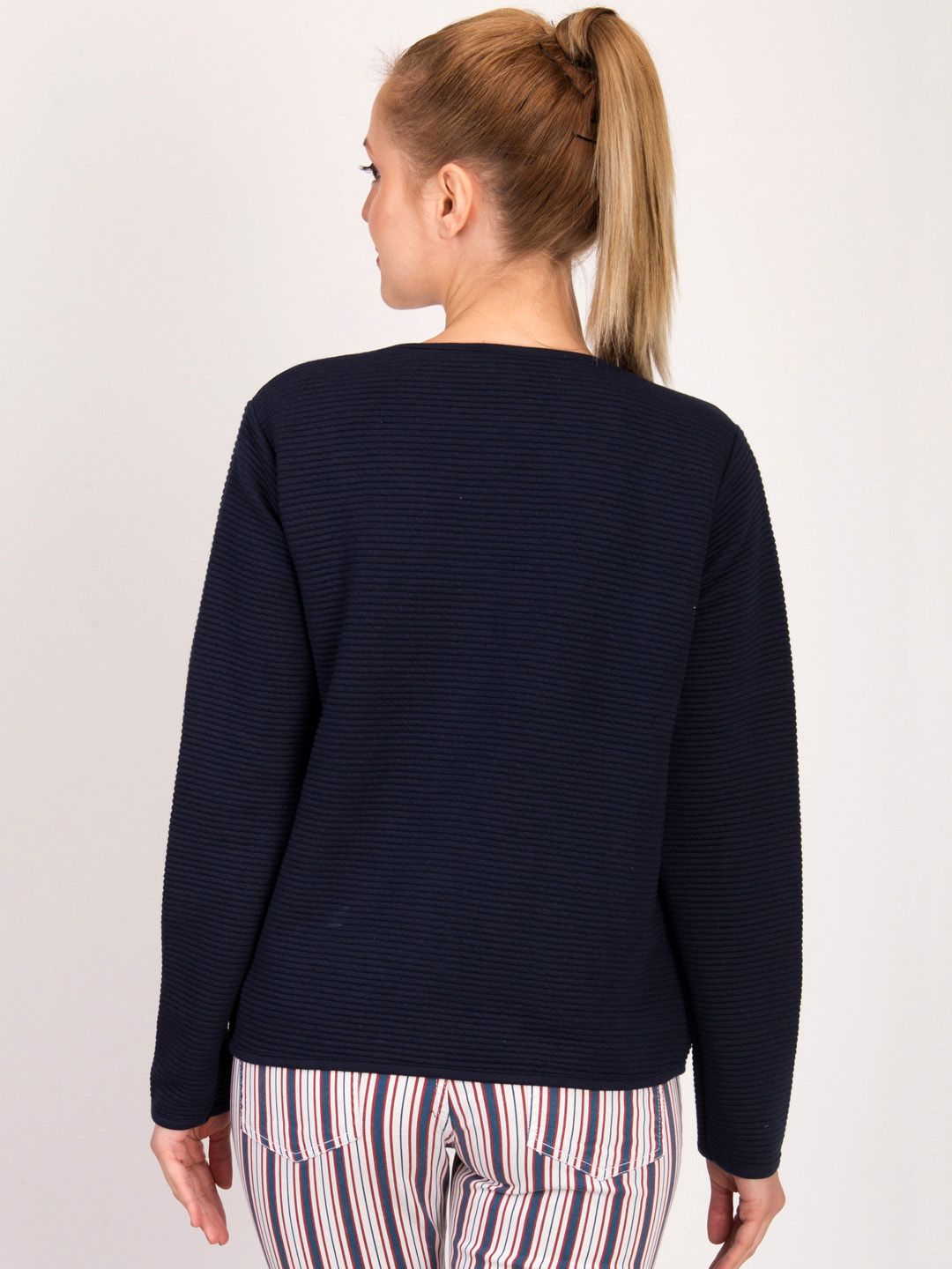 Kotty Women Blue Self Design Open Front Jacket