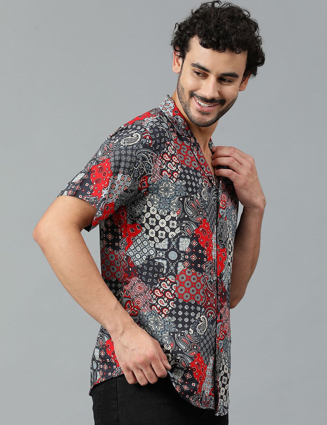 Kotty Men Conversational Scarf Printed Casual Shirt