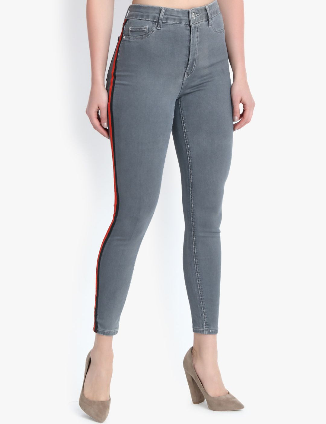 Kotty Women Grey Skinny Fit High-Rise Clean Look Jeans
