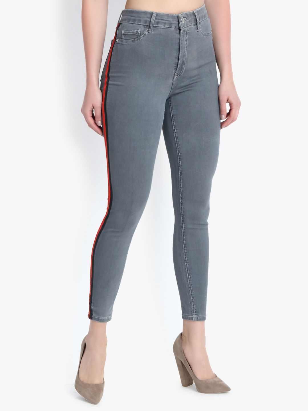 Kotty Women Grey Skinny Fit High-Rise Clean Look Jeans