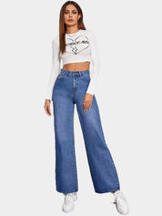 Kotty Women Blue Jean Straight Fit High-Rise Light Fade Stretchable Jeans