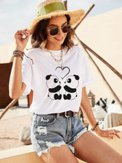 Kotty Graphic Printed Round Neck Drop-Shoulder Sleeves Oversized T-shirt
