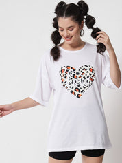 Kotty Women White Typography Printed Oversized  T-shirt