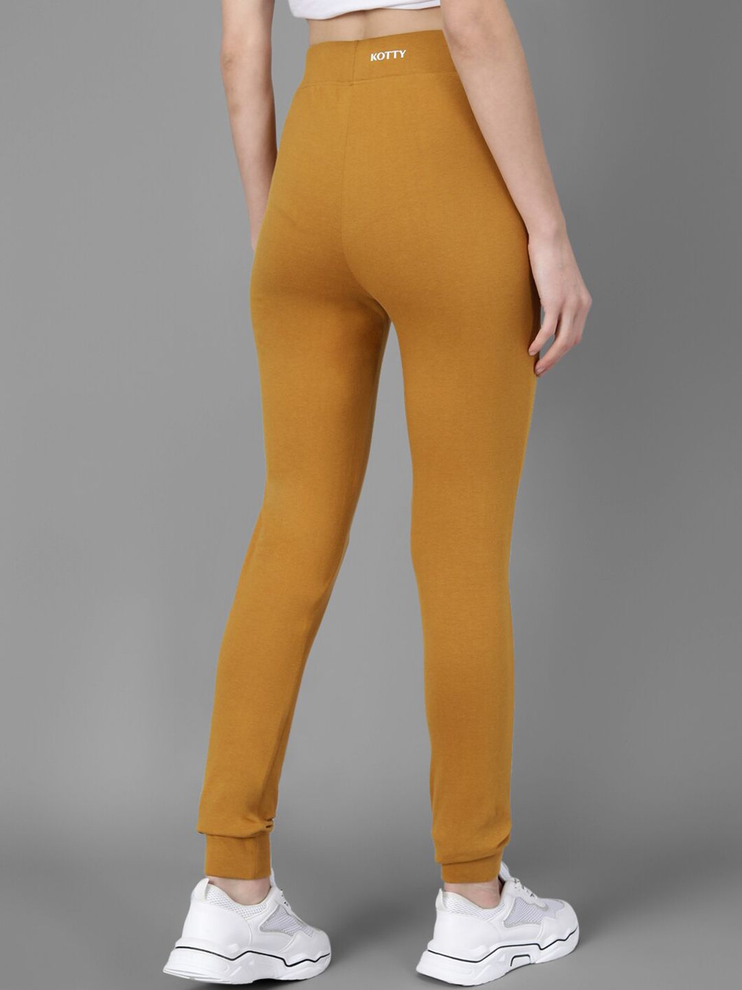 Kotty Women Mustard Yellow & White Printed Joggers