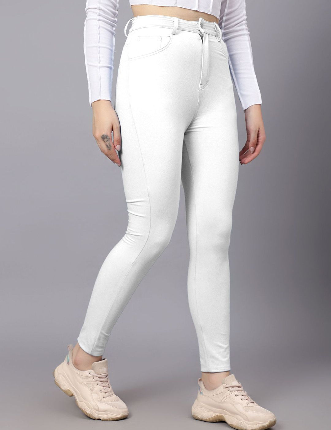 KOTTY Basics Women Skinny Fit High-Rise Slash Jeans