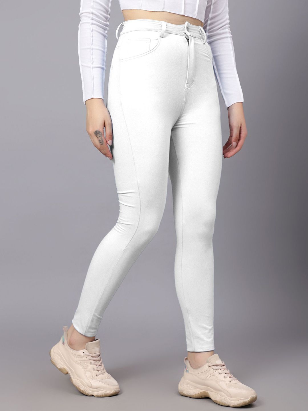 KOTTY Basics Women Skinny Fit High-Rise Slash Jeans