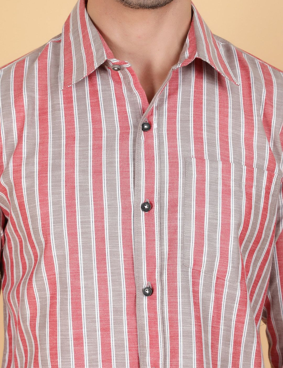 Kotty Men Relaxed Fit Spread Collar Striped Casual Shirt