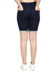 Kotty Women Blue Solid Regular Fit Denim Shorts