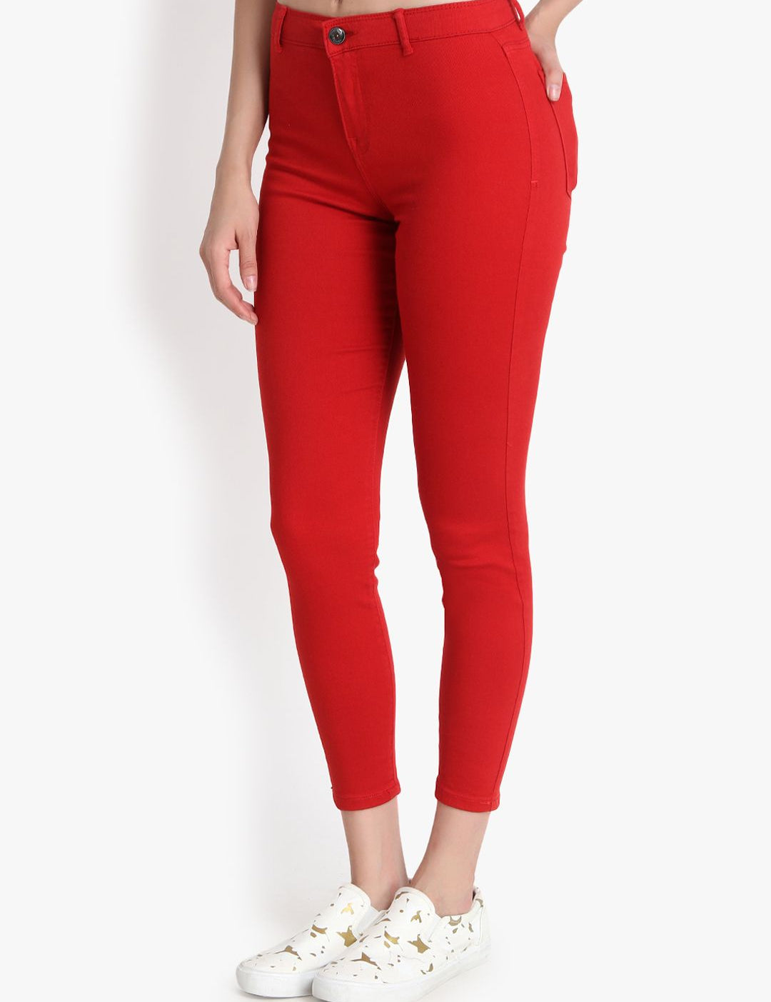 Kotty Women Red Skinny Fit High-Rise Clean Look Jeans