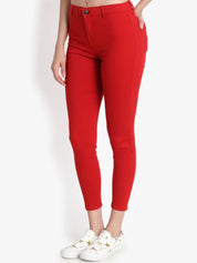 Kotty Women Red Skinny Fit High-Rise Clean Look Jeans