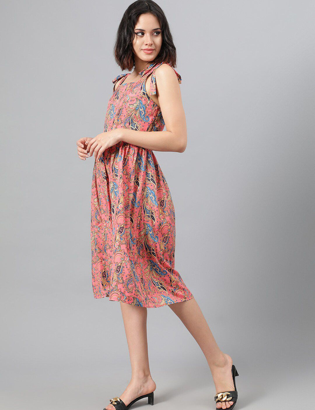 Kotty Ethnic Motifs Printed Fit & Flare Dress