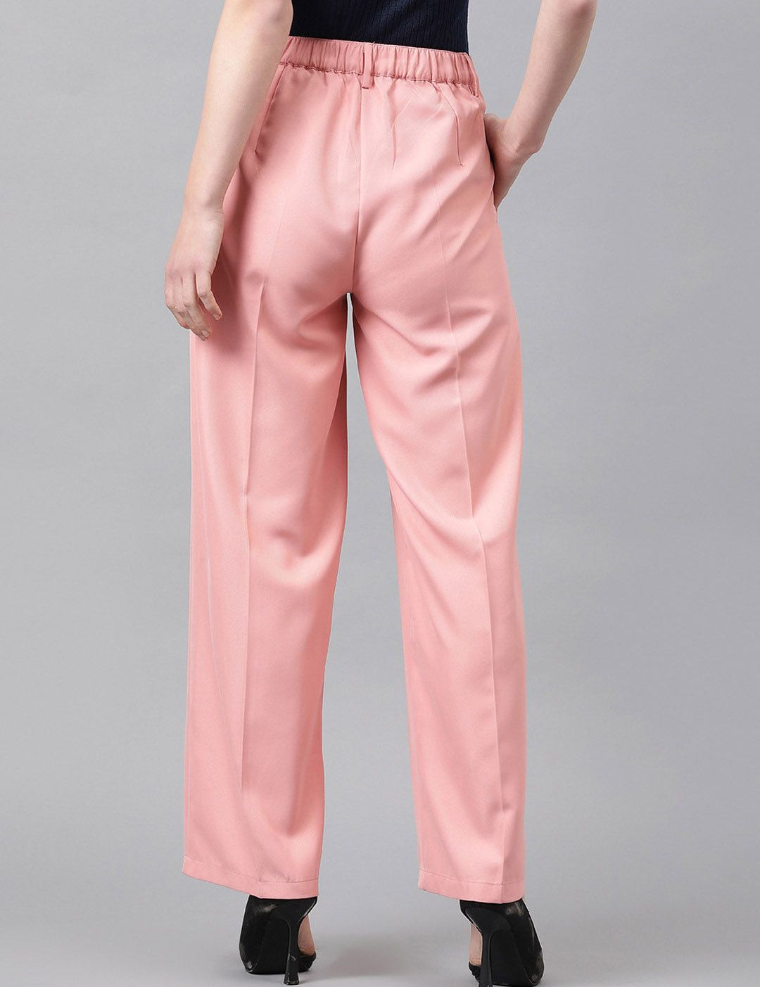 CURVE BY KOTTY BIZwear Women Relaxed Straight Leg High-Rise Easy Wash Pleated Trouser