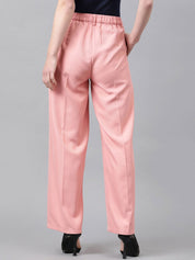 CURVE BY KOTTY BIZwear Women Relaxed Straight Leg High-Rise Easy Wash Pleated Trouser