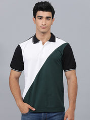 Kotty Colourblocked Polo Collar Regular Fit Cotton T-Shirt