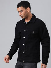 Kotty Black Spread Collar Denim Jacket