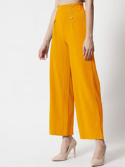 Kotty Women Yellow Relaxed Straight Fit High-Rise Easy Wash Trousers
