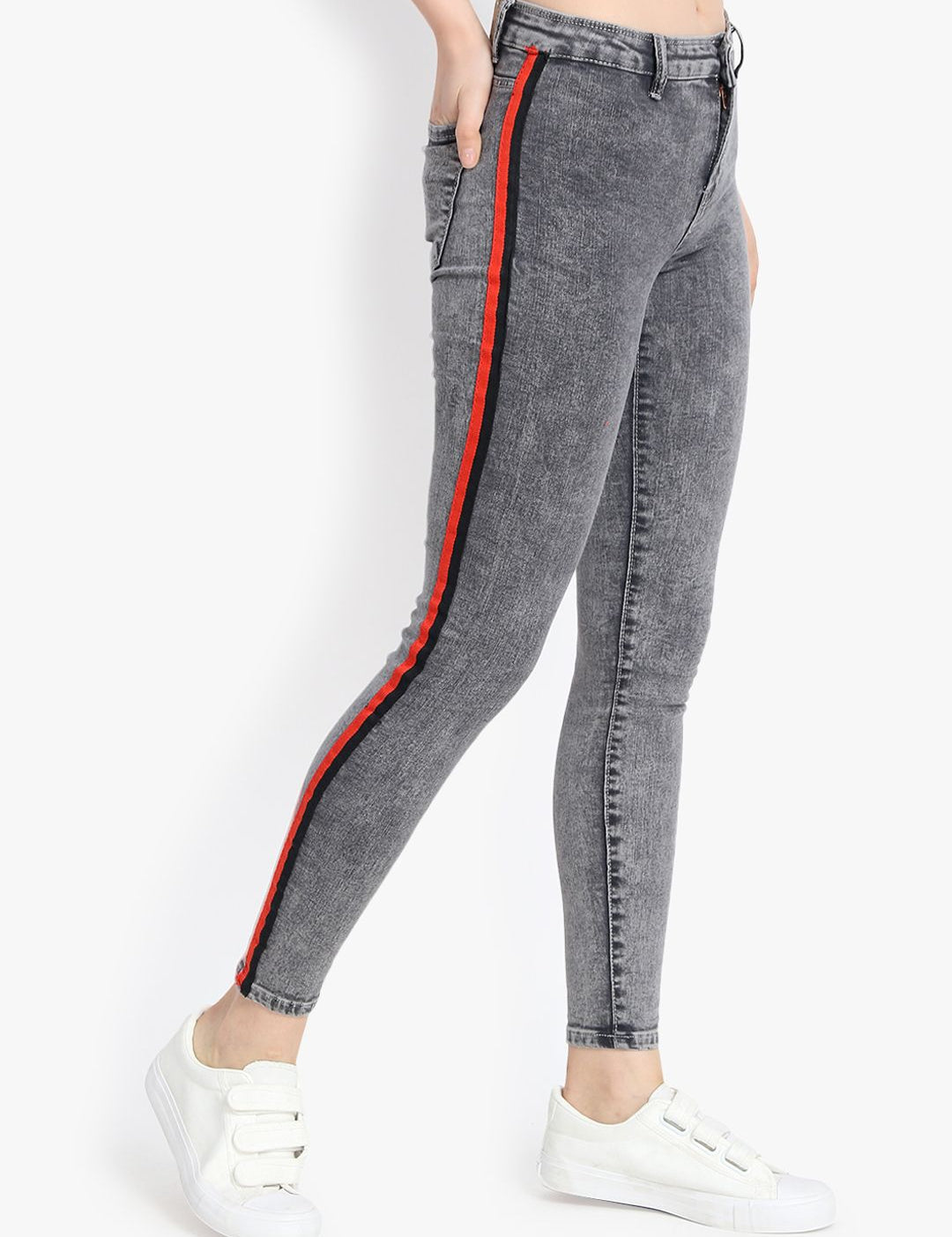 Kotty Women Charcoal Grey Skinny Fit High-Rise Clean Look Jeans