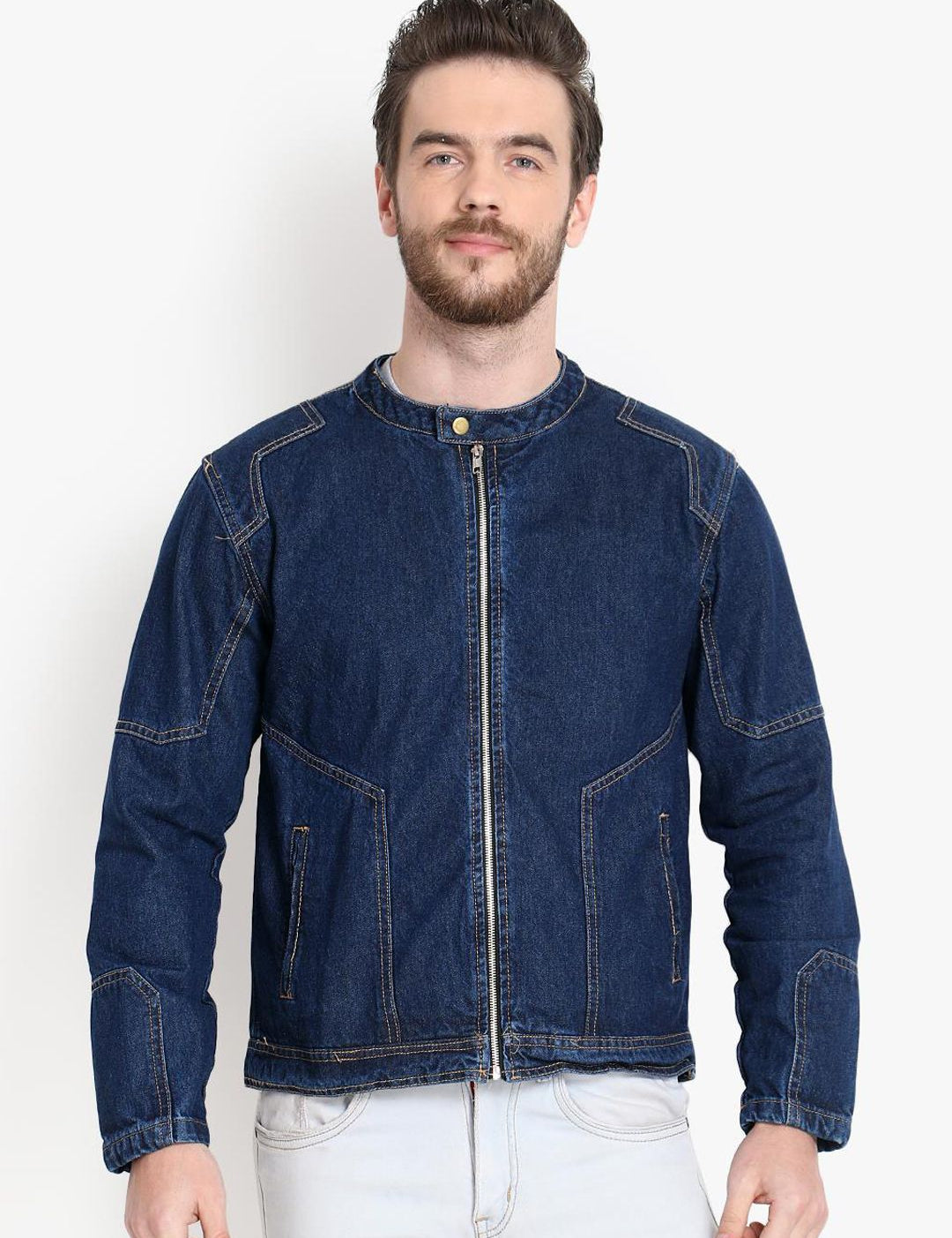 Kotty Men Blue Solid Denim Jacket