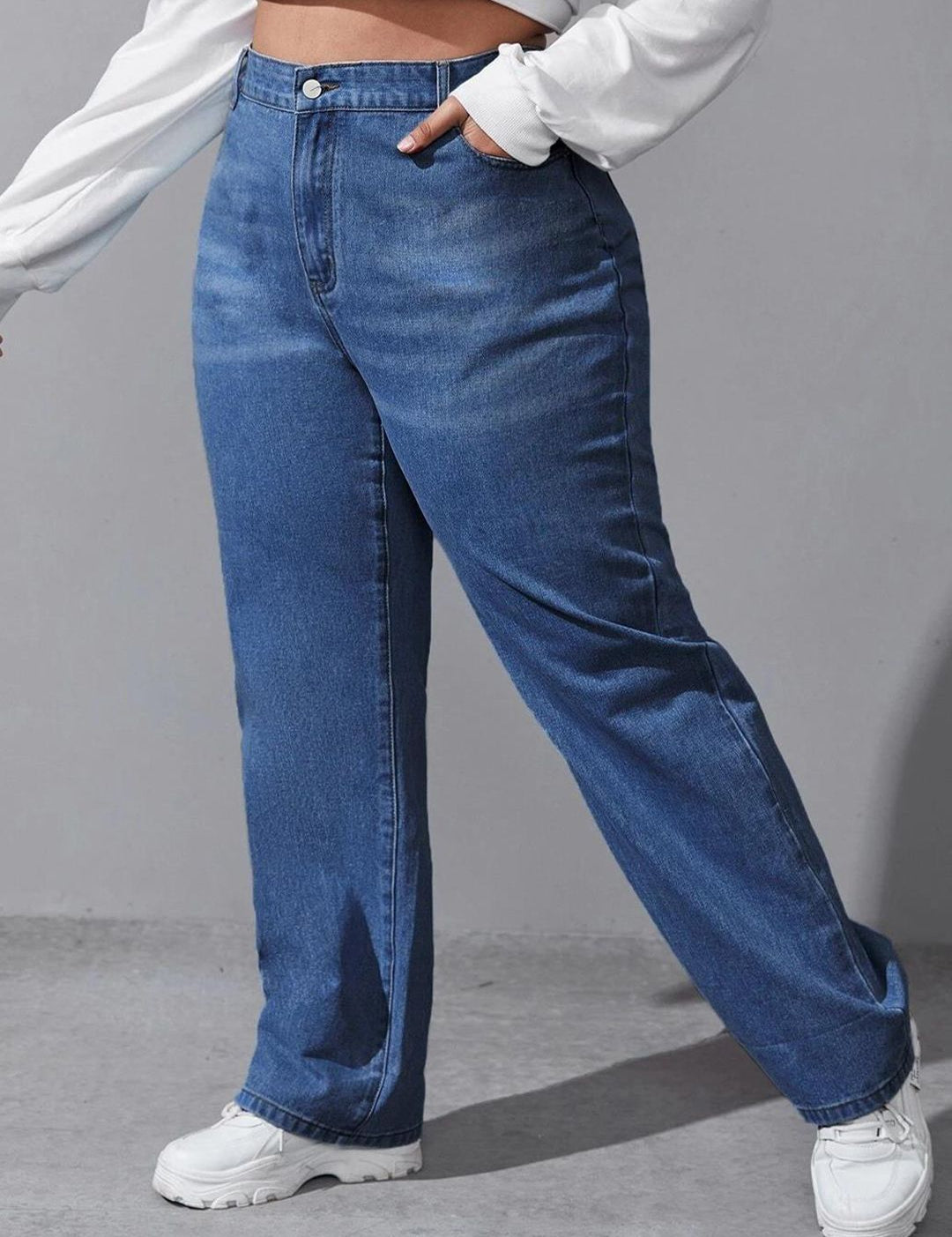 Kotty Women Blue Jean Straight Fit High-Rise Clean Look Stretchable Jeans